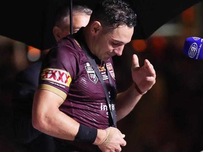 Billy Slater with player of series medal during Game 3 of the State of Origin series between the NSW Blues and Queensland Maroons at Suncorp Stadium in Brisbane. Picture. Phil Hillyard