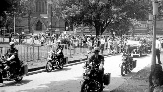 Entrance to Hyde Park in Sydney, Goodwill tour after the 1969 moonlanding. Picture: Ed Harbas