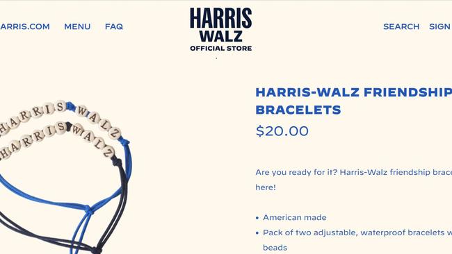 The Harris campaign is now selling Swift-inspired friendship bracelets.