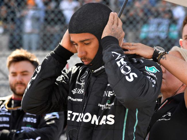 Mercedes' British driver Lewis Hamilton looks unlikely to win a race this year. Picture: Geert Vanden Wijngaert / POOL / AFP