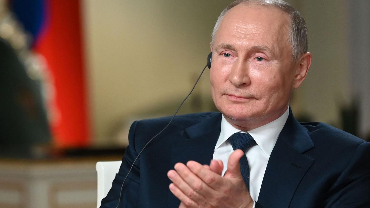 Vladimir Putin speaking to NBC late last week. Picture: Maxim Blinov/Sputnik/AFP