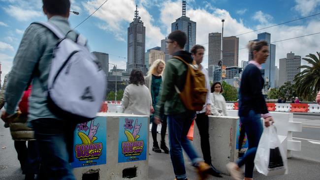 Bollards on Princes Bridge. Picture: Jay Town