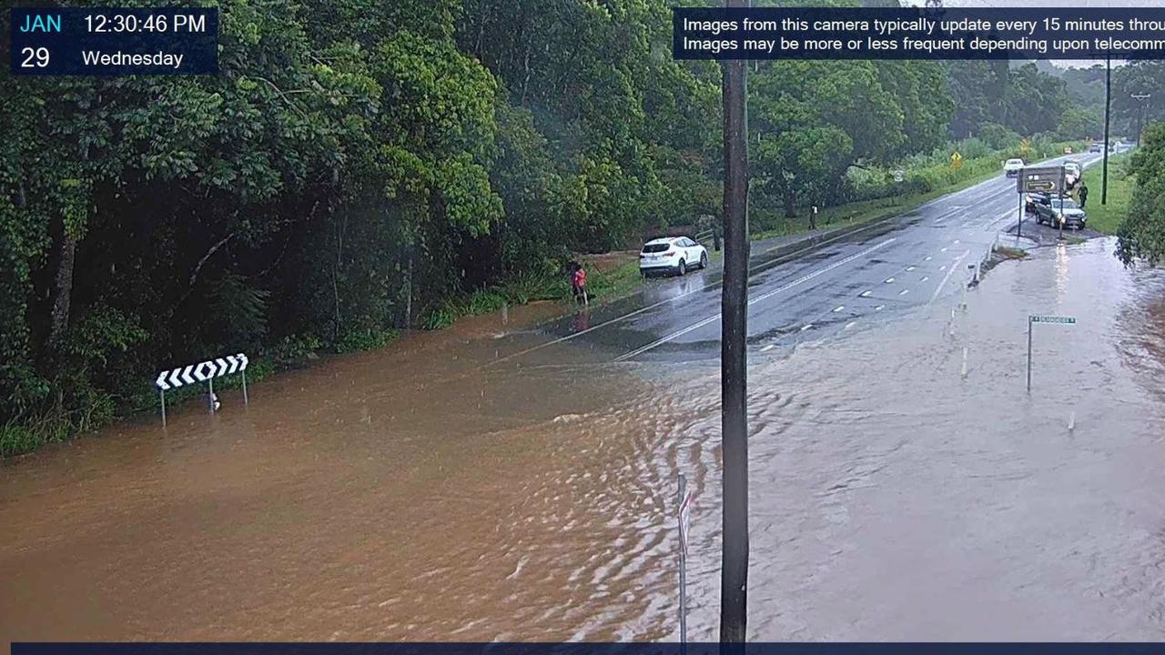 The Gillies Range Rd and Peet's Bridge have been cut by floodwaters. January 29, 12.30pm.