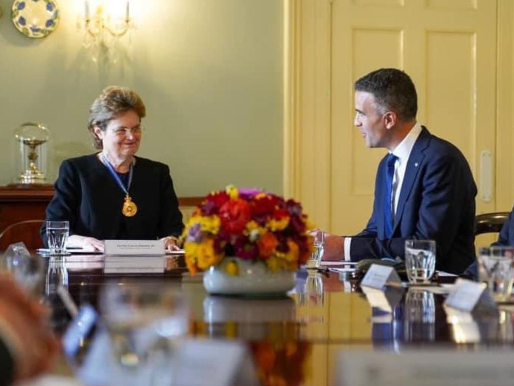 Governor Frances Adamson pictured with Premier Peter Malinauskas and Transport Minister Tom Koutsantonis during a cabinet meeting at Government House on September 11, after the Queen died and before the King’s proclamation. Picture: State Government