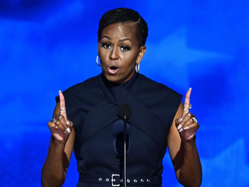 Former US First Lady Michelle Obama speaks on the second day of the Democratic National Convention. Picture: AFP