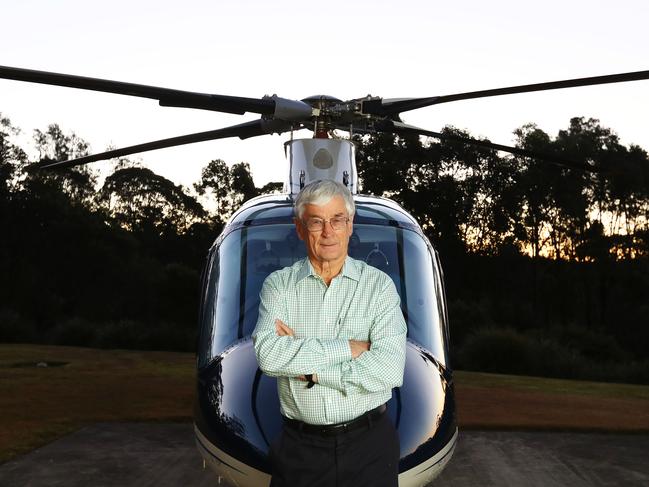 A 2018 photograph of Dick Smith with his chopper at his home in Terry Hills.