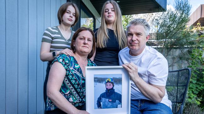 Tamara and Ben McKenzie and their daughters Ella and Lucy are still grieving the loss of their son and brother Max, 15. Picture: Jake Nowakowski