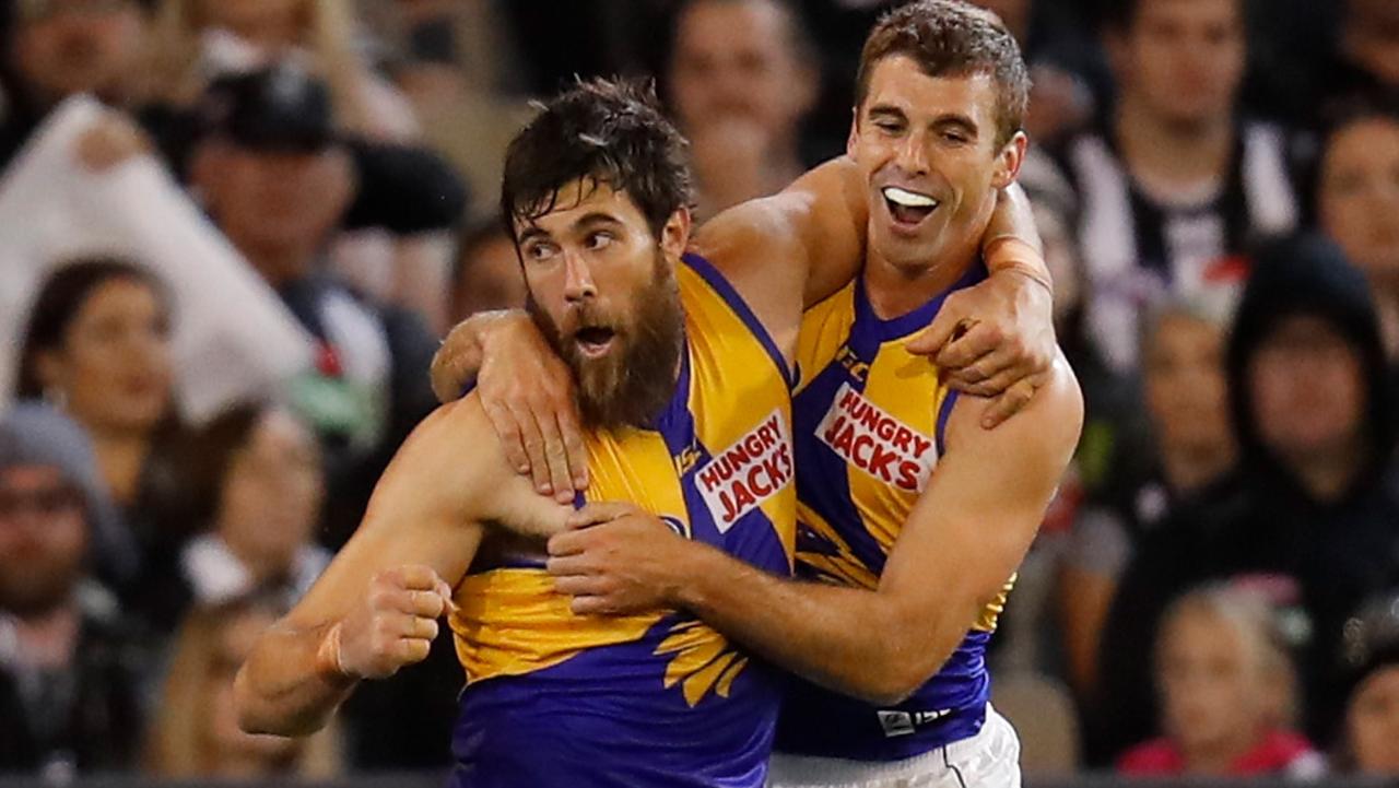 It was a night to celebrate for the Eagles. Picture: AFL Photos 