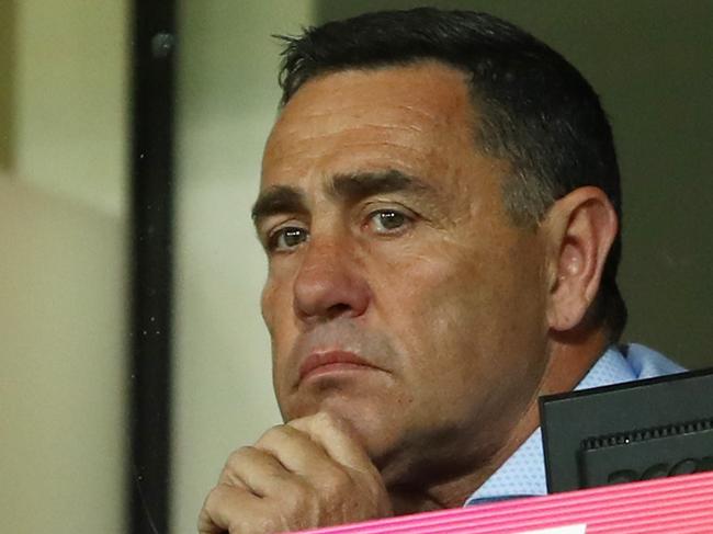 MELBOURNE, AUSTRALIA - SEPTEMBER 21: Sharks coach Shane Flanagan looks on during the NRL Preliminary Final match between the Melbourne Storm and the Cronulla Sharks at AAMI Park on September 21, 2018 in Melbourne, Australia.  (Photo by Mark Kolbe/Getty Images)