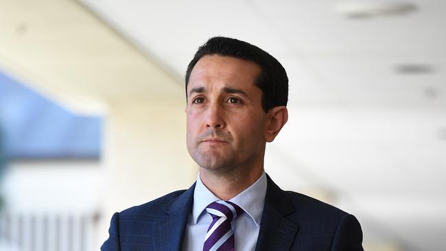 Queensland Member for Broadwater David Crisafulli leaving the Estimates hearing at Parliament House. (AAP Image/Dan Peled)