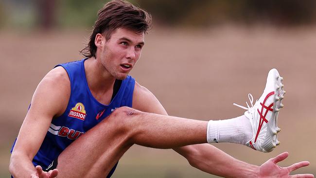 MELBOURNE. 07/02/2023. AFL. Western Bulldogs training at Skinner Reserve, Sunshine. Bulldog Sam Darcy during todays session. Pic: Michael Klein