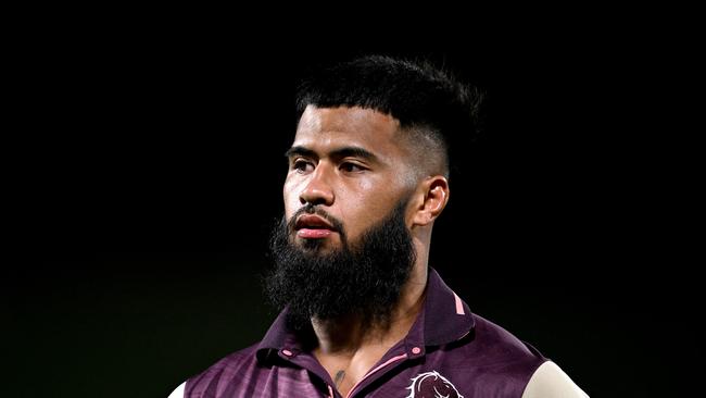 Payne Haas has opened up on his personal demons, revealing his family’s off-field problems helped convince him to stay at the Broncos. Picture: Getty Images.