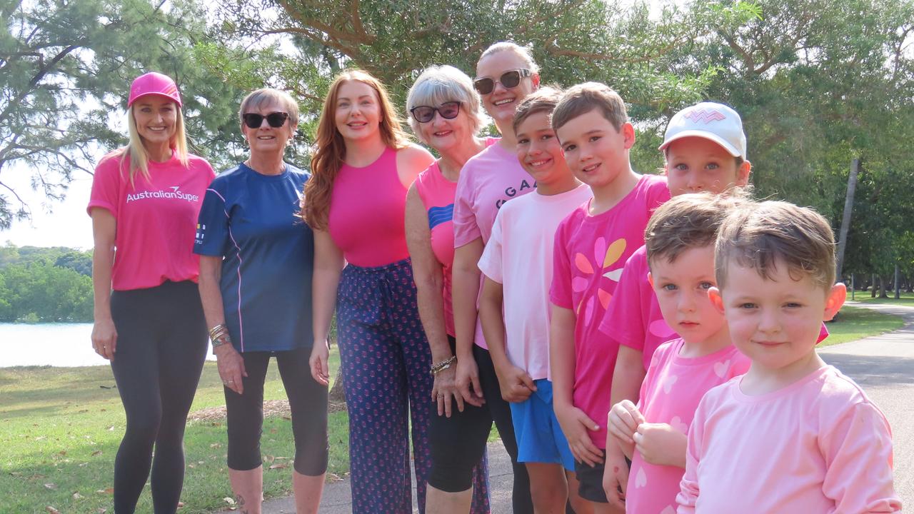L-R Bec Balmer, Judy Feeney, Jordan Tuit, Linda Murphy, Larnie Batten, Archer, Aston, Evie, Liam & Alby, who will be taking part in the 2025 Mother's Day Classic. Picture: Aden Hill