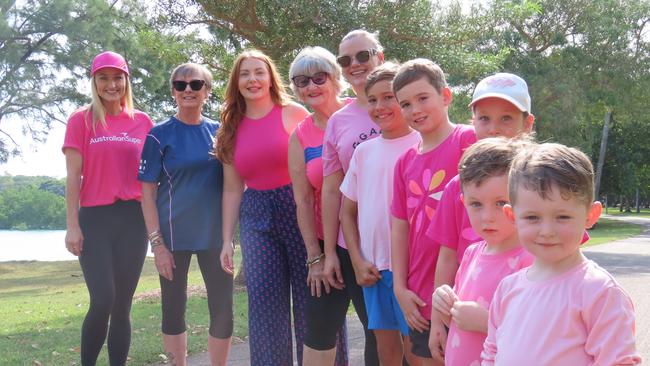 L-R Bec Balmer, Judy Feeney, Jordan Tuit, Linda Murphy, Larnie Batten, Archer, Aston, Evie, Liam & Alby, who will be taking part in the 2025 Mother's Day Classic. Picture: Aden Hill