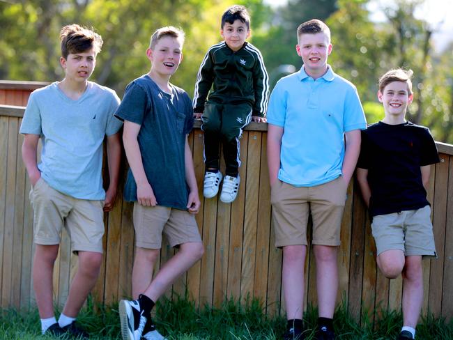 The boys with Adam Al Kayal, 4, who they saved in October 2018. Picture: AAP Image/Angelo Velardo