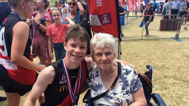 Player of the match and player of the year Ben Morison with his grandmother.