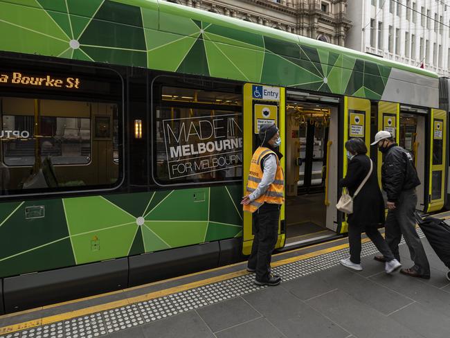 Four tram routes will be affected following a driver’s Covid-19 diagnosis. Picture: NCA NewsWire/Daniel Pockett