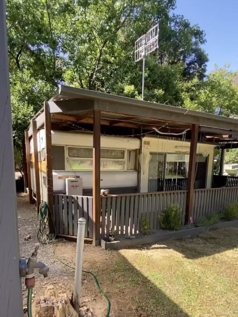 Tom and Sarah-Jane’s caravan park cabin.