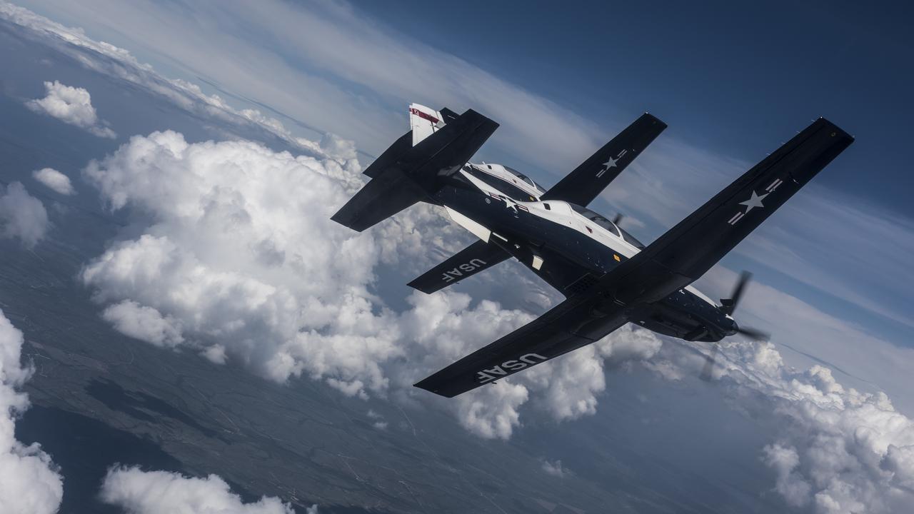 Two T-6A Texan II aircraft from the 434th Flying Training Squadron during a training mission in 2020. Picture: US Air Force / Master Sgt. JT May III