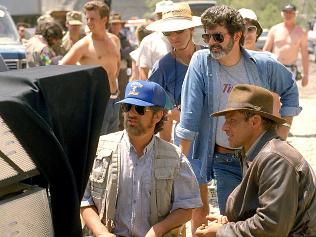Steven Spielberg with George Lucas and Harrison Ford in 1989.