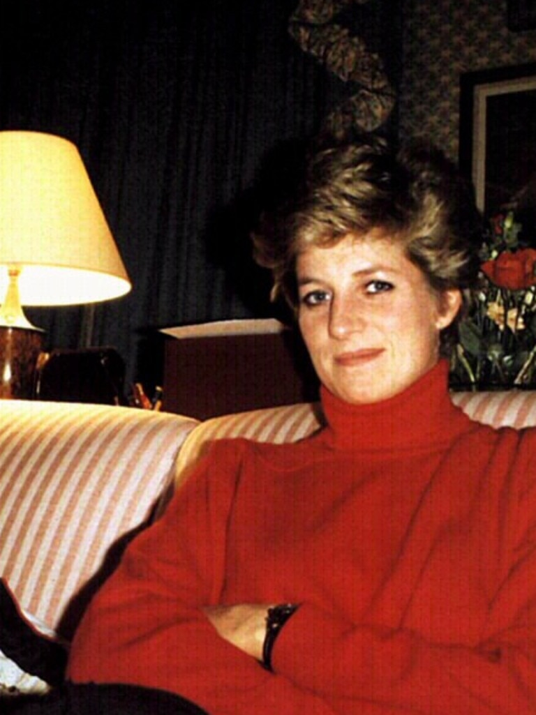 Diana, Princess of Wales in the drawing room at Kensington Palace after an interview session for Andrew Morton's book 