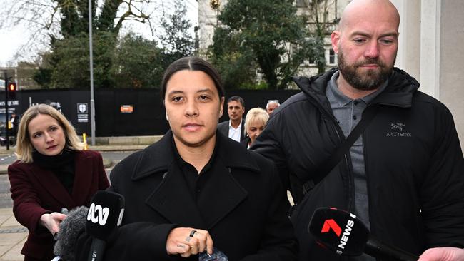 Sam Kerr at court ahead of her trial. Picture: Getty Images.