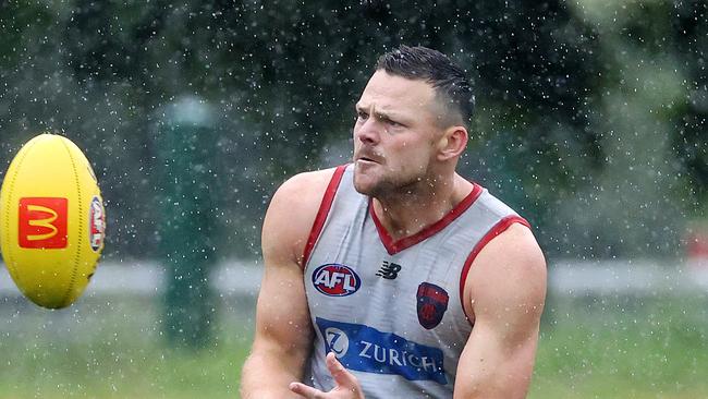 MELBOURNE, JANUARY 17, 2024: Melbourne Football Club training at Gosch's Paddock. Steven May of the Demons. Picture: Mark Stewart