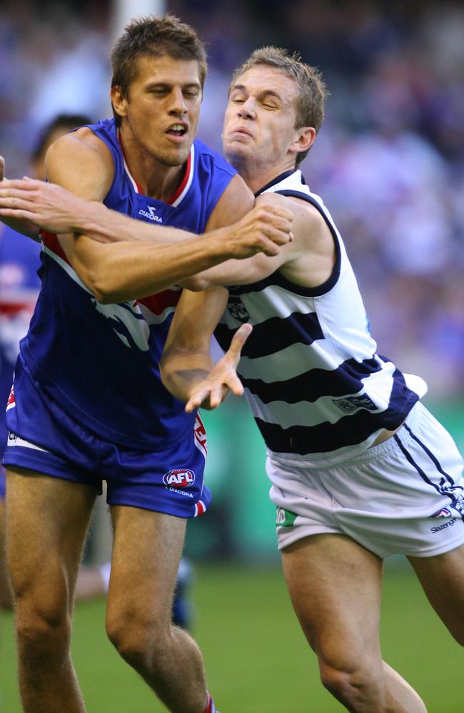 Joel Selwood on debut against the Western Bulldogs in 2007.