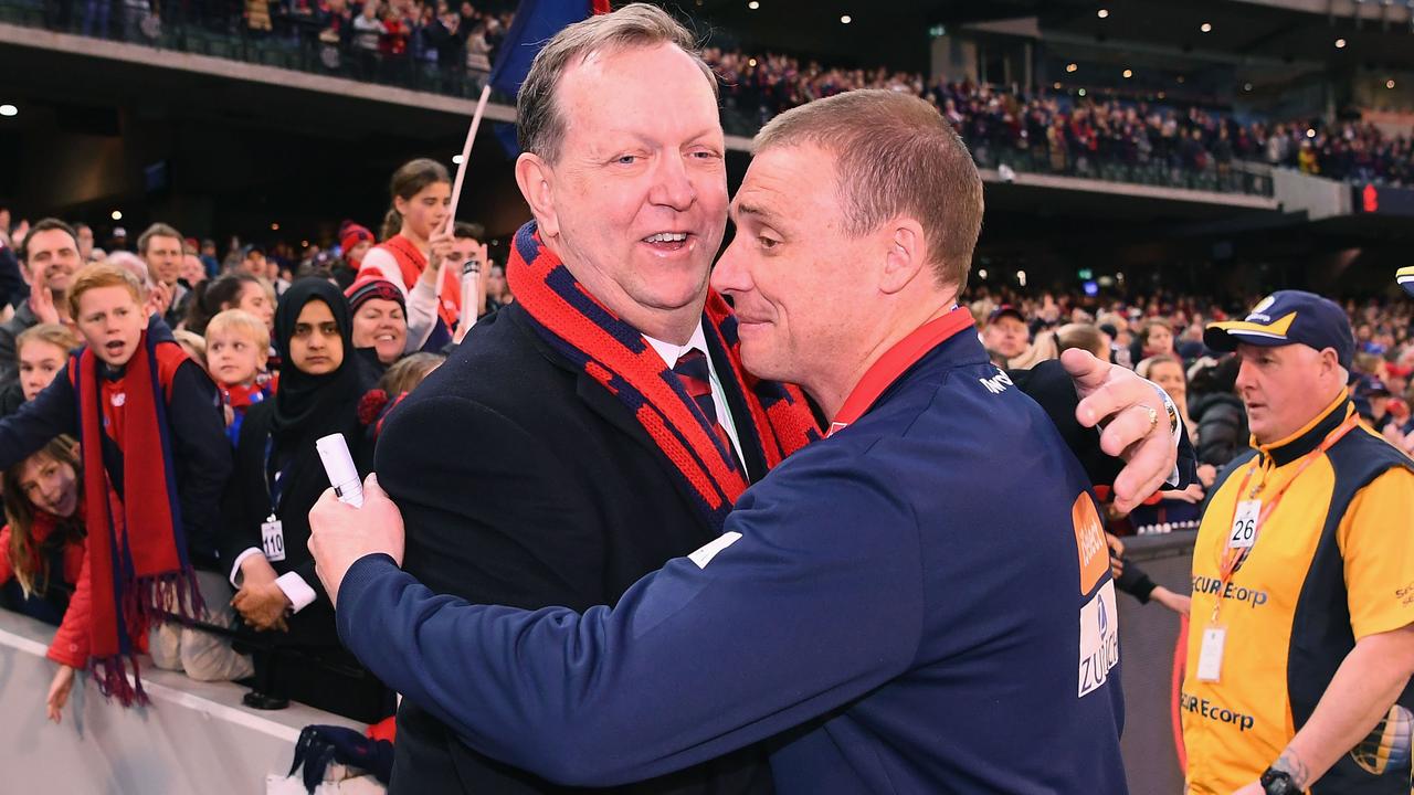 Glen Bartlett with coach Simon Goodwin. Picture: Getty