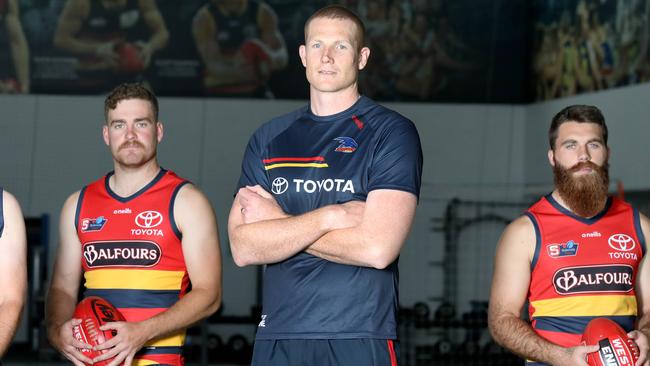 Former Adelaide Crows star Sam Jacobs (middle) has joined Flagstaff Hill. Picture: Dean Martin