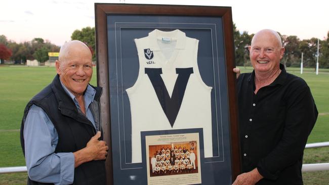 Victorian Country 1980 players Ross Weightman, left, and Michael “Boozer” Robertson. Picture: Glenn Milne