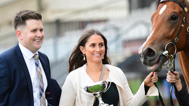 Matt and Caitlin Hoysted with Uncommon James. Picture: Getty Images