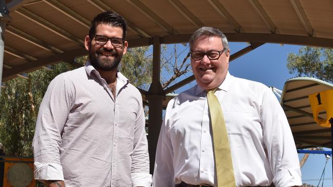 Alice Springs Town Council Deputy Mayor Matt Paterson, left, and Mayor Damien Ryan have both resigned to contest the NT election. Picture: Anthony Geppa