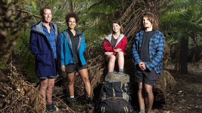 Tasmanian walking guides, from left, Kate Brown, Alina Rodriguez, Anna Wylie and Jacob Robinson. Picture: LUKE BOWDEN