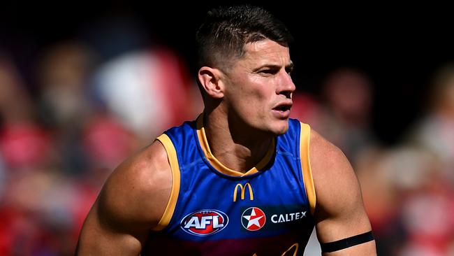 BRISBANE, AUSTRALIA - JULY 21: Dayne Zorko of the Lions in action during the round 19 AFL match between Brisbane Lions and Sydney Swans at The Gabba, on July 21, 2024, in Brisbane, Australia. (Photo by Albert Perez/Getty Images)