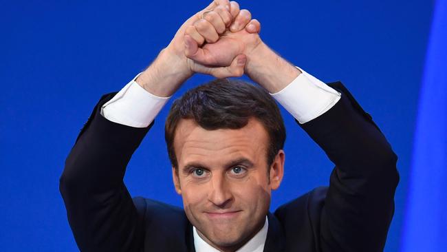 Emmanuel Macron strikes a middle-ground chord with his supporters. Picture: AFP