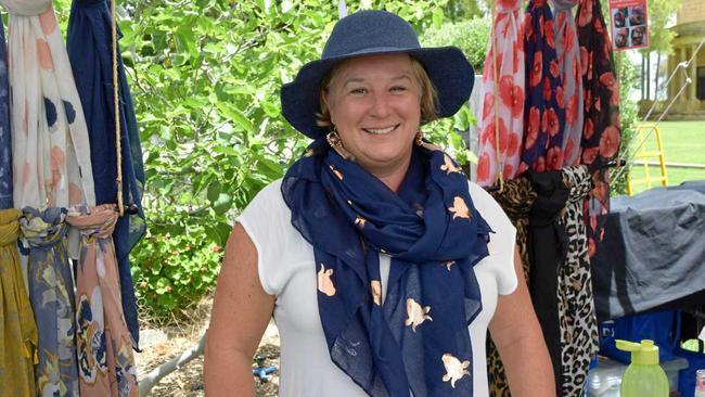 MENTAL HEALTH SUPPORT: I Love Scarves co-owner Toni Graetz wears the limited addition scarf. Picture: Meg Bolton