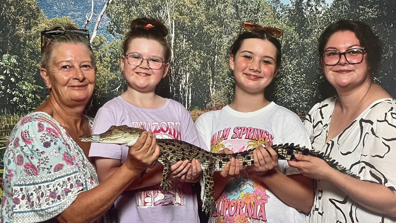 Tina (Grandma), Macey, Layla (Sister), Kika (Mum). 8-year-old Macey, who has been battling a rare brain cancer, has her wish granted of visiting an adventure park in Queensland. Picture: Make-A-Wish/Supplied
