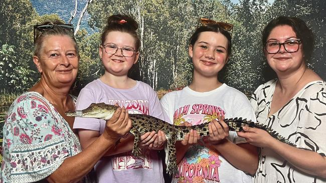 Tina (Grandma), Macey, Layla (Sister), Kika (Mum). 8-year-old Macey, who has been battling a rare brain cancer, has her wish granted of visiting an adventure park in Queensland. Picture: Make-A-Wish/Supplied