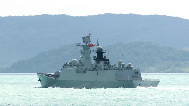 The People's Liberation Army-Navy (PLA-N) Jiangkai-class frigate Hengyang sailing at an undisclosed location. Picture: Handout/Australian Defence Force/AFP