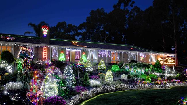 Peg and Bill’s spectacular lights display. Picture: Naomi Jellicoe