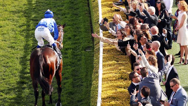 Everybody loves a superstar: Winx parades in front of crowd after another amazing performance. Picture: Sam Ruttyn