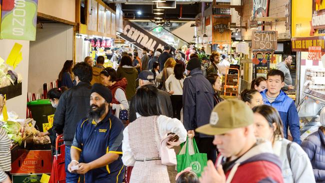 Crowds at Adelaide’s Central Market on Saturday. Picture: Brenton Edwards