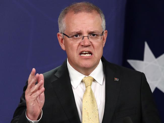 SYDNEY, AUSTRALIA - NOVEMBER 22: Prime Minister Scott Morrison speaks during a press conference on November 22, 2018 in Sydney, Australia. The Federal Government is considering changes to allow Australian-born extremists to be stripped of their citizenship if they are entitled to citizenship in another country. (Photo by Cameron Spencer/Getty Images)