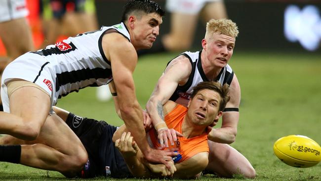 Fox Footy experts believe Greater Western Sydney’s Toby Greene is getting an unfair run with the umpires. Picture: AAP