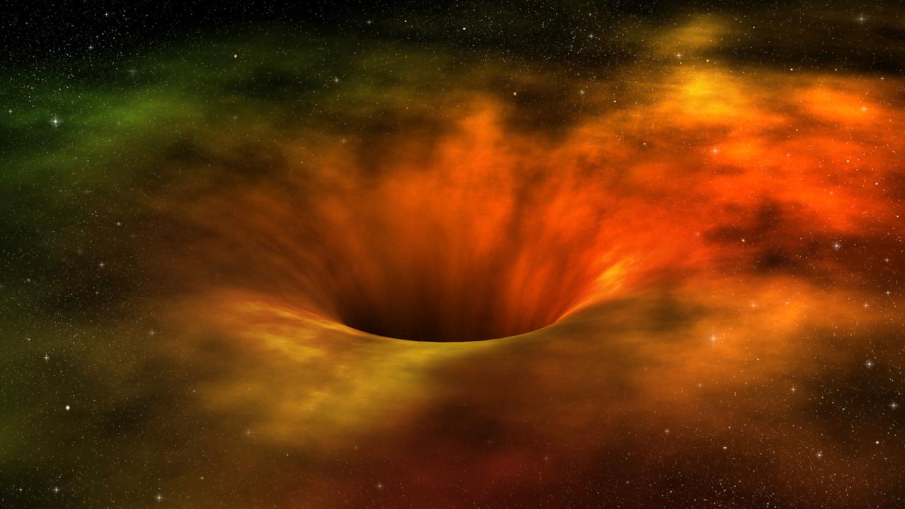 A drawing of what a black hole could look like.