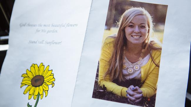 The program given to well wishers at a Celebration of Life service for Chynna Deese at New Hope Church in Charlotte, North Carolina. Ms Deese and her Australian boyfriend were found murdered in British Columbia. Picture: Angus Mordant