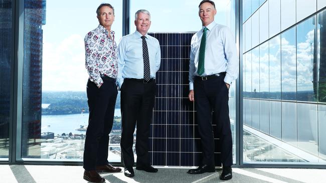 Simon Currie of Renew Estate, Westpac’s Gary Thursby and Spark Infrastructure chief Rick Francis in Sydney yesterday. Picture: John Feder