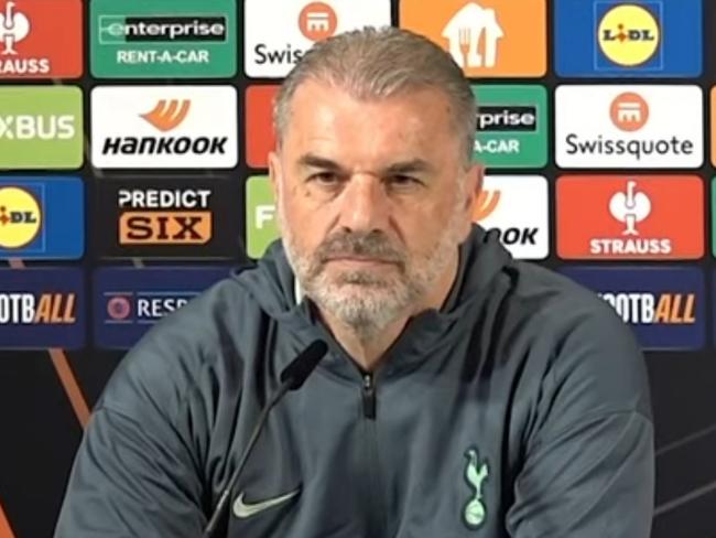 Tottenham manager Ange Postecoglou fronts a press conference on May 20, 2025. Picture: YouTube