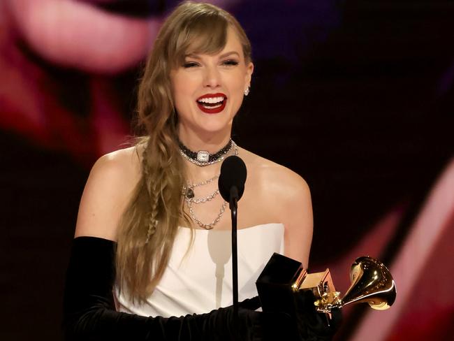 LOS ANGELES, CALIFORNIA - FEBRUARY 04: Taylor Swift accepts the Best Pop Vocal Album award for Ã¢â¬ÅMidnightsÃ¢â¬Â onstage during the 66th GRAMMY Awards at Crypto.com Arena on February 04, 2024 in Los Angeles, California. (Photo by Kevin Winter/Getty Images for The Recording Academy)